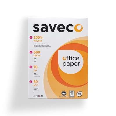 Másolópapír A4, 80g, újrahasznosított ISO 70 fehérségű  Saveco Orange Label 500ív/csomag