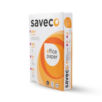 Másolópapír A4, 80g, újrahasznosított ISO 70 fehérségű  Saveco Orange Label 500ív/csomag