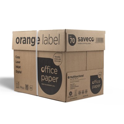 Másolópapír A4, 80g, újrahasznosított ISO 70 fehérségű  Saveco Orange Label 500ív/csomag