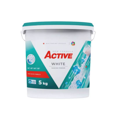 Mosópor 5 kg (65 mosás) vödrös fehér ruhákhoz Active