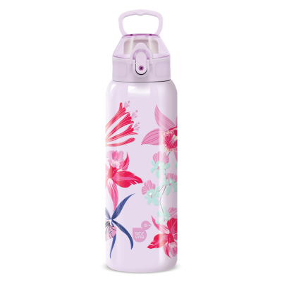 Műanyag duplafalú fémkulacs 700ml Ars Una Beach Flowers-purple