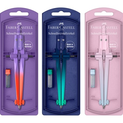 Műszaki körző készlet gyorsállítóval STREAM Flow Edition+kiegészítőkkel színátmenet vegy.szín Faber-Castell