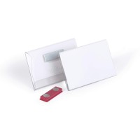 Névkitűző 90x54mm, mágnessel, 10 db/csomag, Durable Click Fold áttetsző