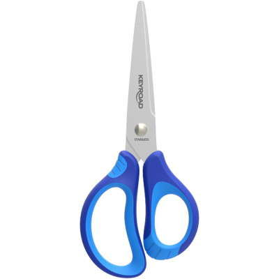 Olló 13 cm tompa fejű Keyroad Soft Grip vegyes színek