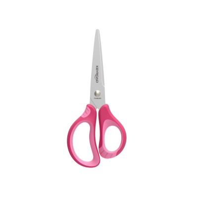Olló, 15 cm, hegyes, 1 db/bliszter, Keyroad Soft Grip, vegyes színek