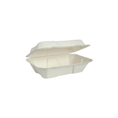 Papírdoboz ételes 1 részes HP2, 18,28 x 13,71 x 6,85 cm komposztálható cukornád 150 db/csomag, natúr
