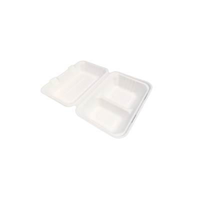 Papírdoboz ételes 2 részes HP3, 23 x 15 x 8 cm komposztálható cukornád 125 db/csomag, natúr