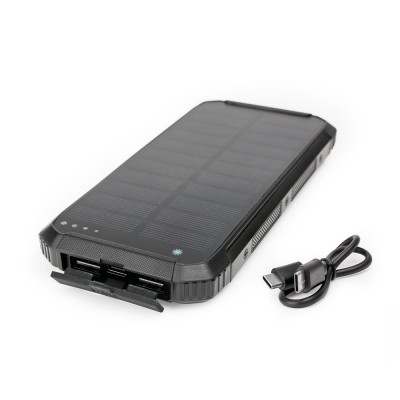 Powerbank napelemes 15W 2X USB-A + USB-C Platinet fekete