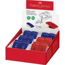 Radír műanyag tartóban mini SLEEVE Faber-Castell piros,kék