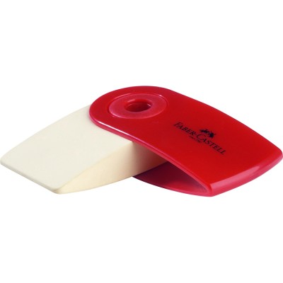 Radír műanyag tartóban mini SLEEVE Faber-Castell piros,kék