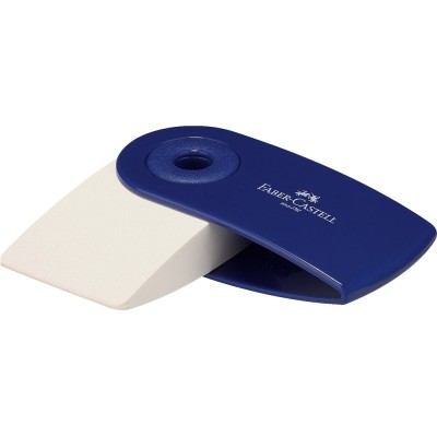 Radír műanyag tartóban mini SLEEVE Faber-Castell piros,kék