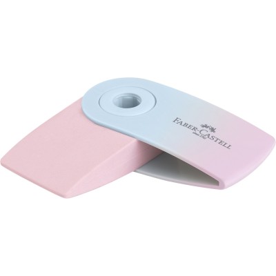 Radír műanyag tartóban mini színátmenetes SLEEVE Faber-Castell égkék-rózsa,türkiz-kék,piros-lila