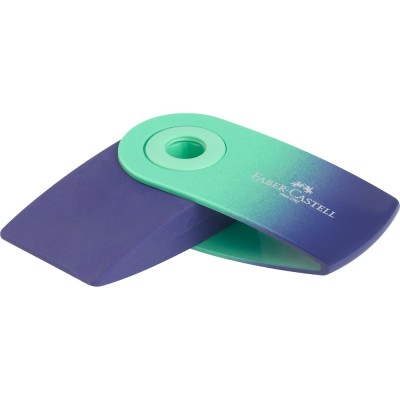 Radír műanyag tartóban mini színátmenetes SLEEVE Faber-Castell égkék-rózsa,türkiz-kék,piros-lila