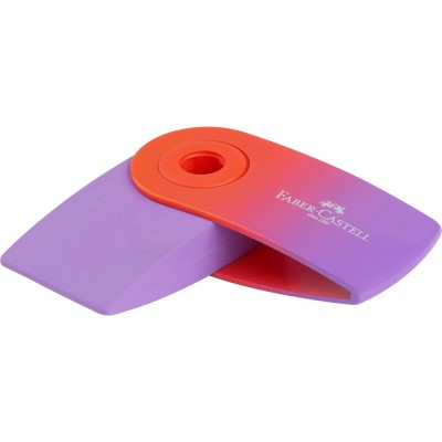 Radír műanyag tartóban mini színátmenetes SLEEVE Faber-Castell égkék-rózsa,türkiz-kék,piros-lila