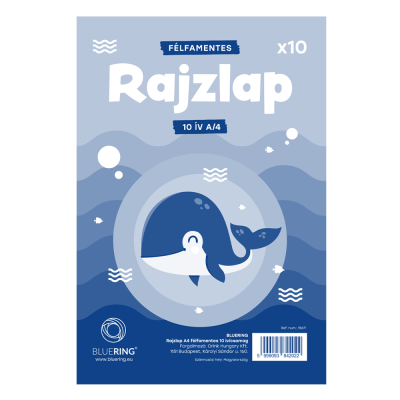 Rajzlap A4, félfamentes fóliázva Bálnás Bluering® 10 ív/csomag
