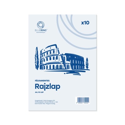 Rajzlap A4, félfamentes fóliázva Bálnás Bluering® 10 ív/csomag