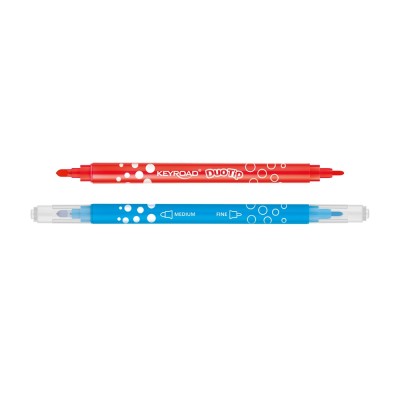 Rostirón, filctoll készlet 2 mm/4 mm kétvégű 12 db/bliszter Keyroad Duo Tip vegyes színek