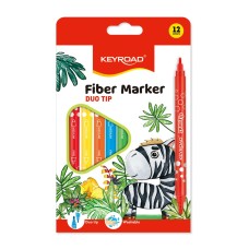 Rostirón, filctoll készlet 2 mm/4 mm kétvégű 12 db/bliszter Keyroad Duo Tip vegyes színek