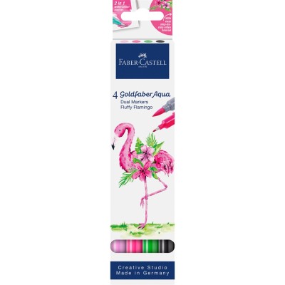 Rostirón, filctoll készlet akvarell kétvégű GOLDFABER AQUA Bolyhos flamingó Faber-Castell 4klf. szín