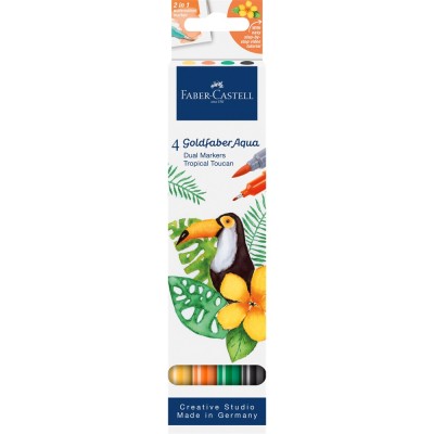 Rostirón, filctoll készlet akvarell kétvégű GOLDFABER AQUA Trópusi tukán Faber-Castell 4klf. szín