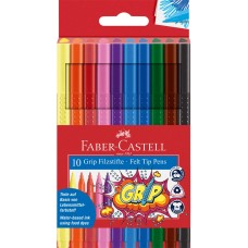Rostirón, filctoll készlet, GRIP Faber-Castell 10 klf. szín