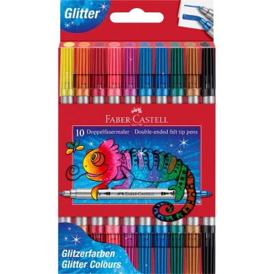 Rostirón, filctoll készlet, kétvégű csillámos Faber-Castell 10 klf. szín