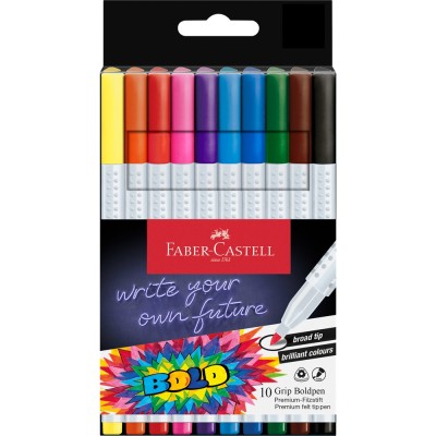 Rostirón, filctoll készlet, vastag GRIP Boldpen Faber-Castell 10 klf. szín