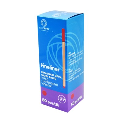 Rostirón, tűfilc vízbázisú, 0,5mm, hatszögletű test, Bluering® fekete