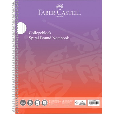 Spirálfüzet A4 80lap kockás színátmenetes borítással Faber-Castell piros-lila
