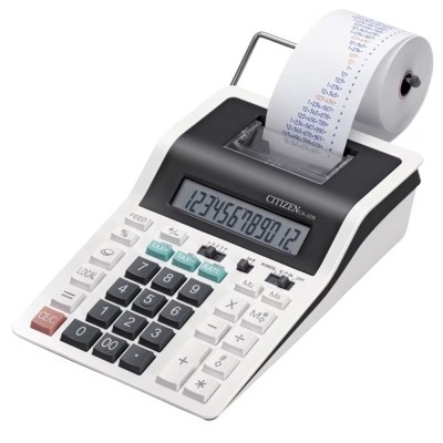 Számológép szalagos (57mm) 12 digit, 2 színű nyomtatás, elem+adapter Citizen CX-32N