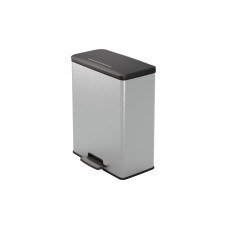 Szemetes kuka pedálos fémhatású műanyag 65 liter literes fekete/ezüst Deco Bin_Curver
