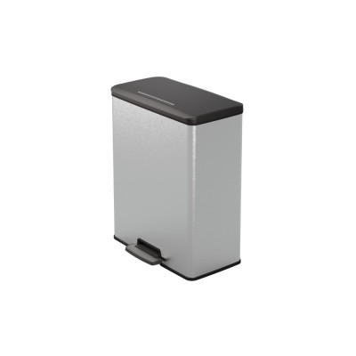 Szemetes kuka pedálos fémhatású műanyag 65 liter literes fekete/ezüst Deco Bin_Curver