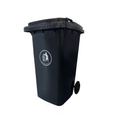 Szemetes kuka fedeles gurulós kommunális 240 literes fekete