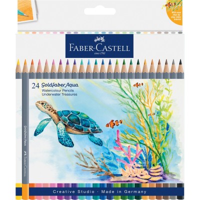 Színes ceruza készlet, akvarell hatszögletű GOLDFABER AQUA Víz alatti kincsek Faber-Castell 24klf. szín