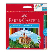 Színes ceruza készlet bicolor hatszögletű + hegyezővel Faber-Castell  24+3klf. szín