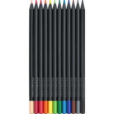 Színes ceruza készlet háromszögletű BLACK EDITION Faber-Castell fekete test 12klf. szín
