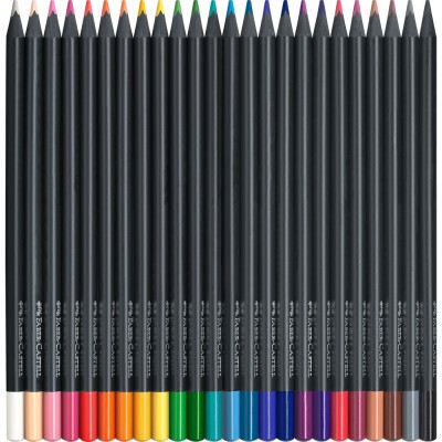Színes ceruza készlet háromszögletű BLACK EDITION Faber-Castell fekete test 24klf. szín
