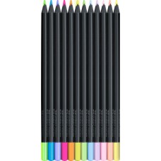 Színes ceruza készlet háromszögletű BLACK EDITION Faber-Castell neon+pasztell fekete test 12klf. szín