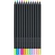 Színes ceruza készlet háromszögletű BLACK EDITION Faber-Castell neon+pasztell fekete test 12klf. szín