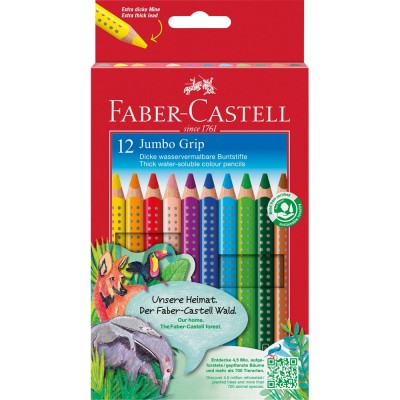 Színes ceruza készlet háromszögletű GRIP Jumbo Faber-Castell 12klf. szín Színes ceruza készlet háromszögletű GRIP Jumbo Faber-Castell 12klf. szín