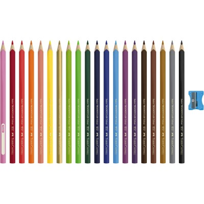 Színes ceruza készlet háromszögletű + hegyező Jumbo Junior Faber-Castell 20klf. szín