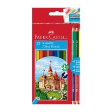 Színes ceruza készlet hatszögletű bicolor + hegyezővel Faber-Castell alap 12+3klf. szín