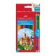 Színes ceruza készlet hatszögletű bicolor + hegyezővel Faber-Castell alap 12+3klf. szín