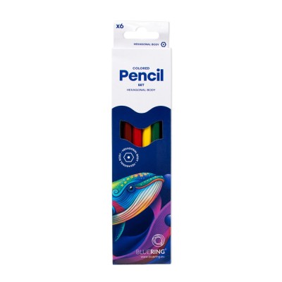 Színes ceruza készlet, hatszögletű Bluering® 6 klf. szín