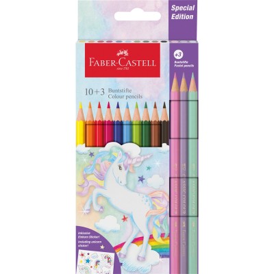 Színes ceruza készlet hatszögletű DINOSZAURUSZ + matrica Faber-Castell 10+3klf. szín