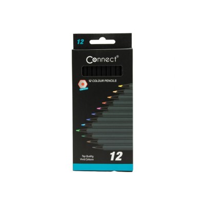 Színes ceruza készlet, hatszögletű, fekete test Connect 12 klf. szín Színes ceruza készlet, hatszögletű, fekete test Connect 12 klf. szín