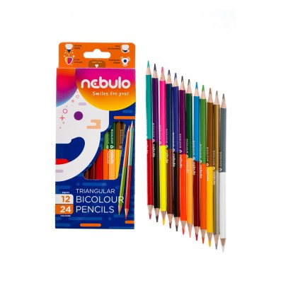 Színes ceruza, kétvégű, háromszög, Nebulo 12/24 színes