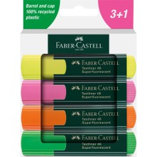 Szövegkiemelő készlet 1-5mm vágott papír dobozban Faber-Castell 48 fluoreszkáló sárga,rózsaszín,narancs,zöld 4klf. szín