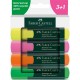 Szövegkiemelő készlet 1-5mm vágott papír dobozban Faber-Castell 48 fluoreszkáló sárga,rózsaszín,narancs,zöld 4klf. szín