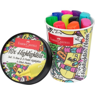 Szövegkiemelő készlet 1-5mm vágott,papír pohárban Faber-Castell 46 fluoreszkáló 10klf. szín Szövegkiemelő készlet 1-5mm vágott,papír pohárban Faber-Castell 46 fluoreszkáló 10klf. szín